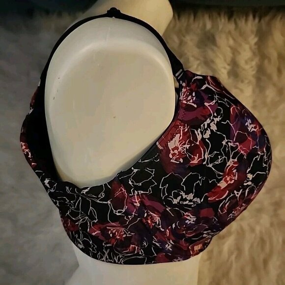 Torrid Bra 40DDD 360 Back Smoothing T Shirt Black Floral Underwire - Picture 2 of 12